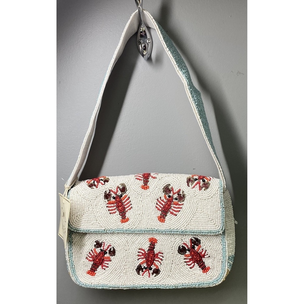 Sol And Mer Women's Beaded Lobster Purse Coastal Handbag 6.5x8.5x2" NWT MSRP $78